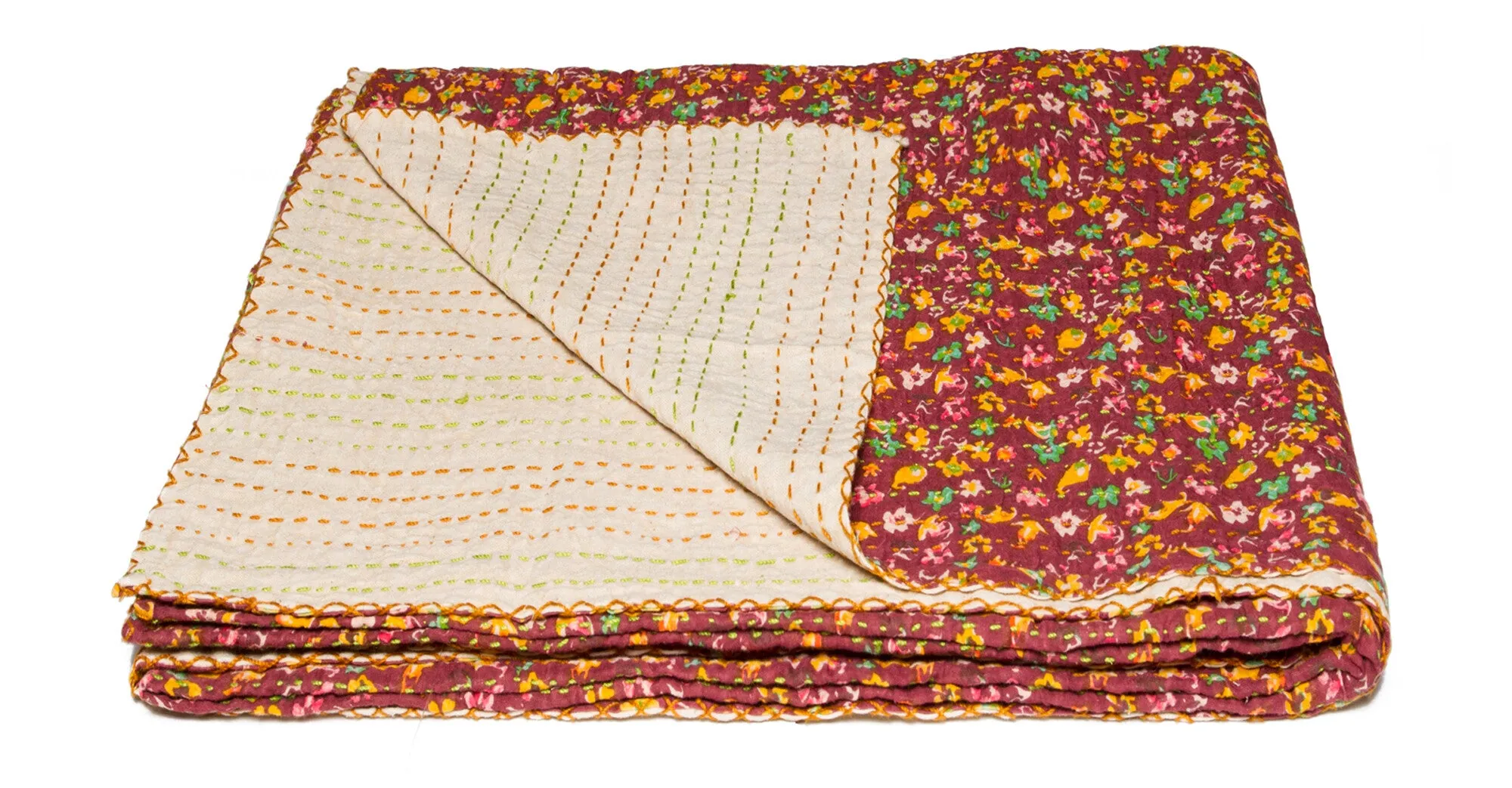 Taj Hotel Home Decor Kantha Cotton Throw | 50"x70" | 9