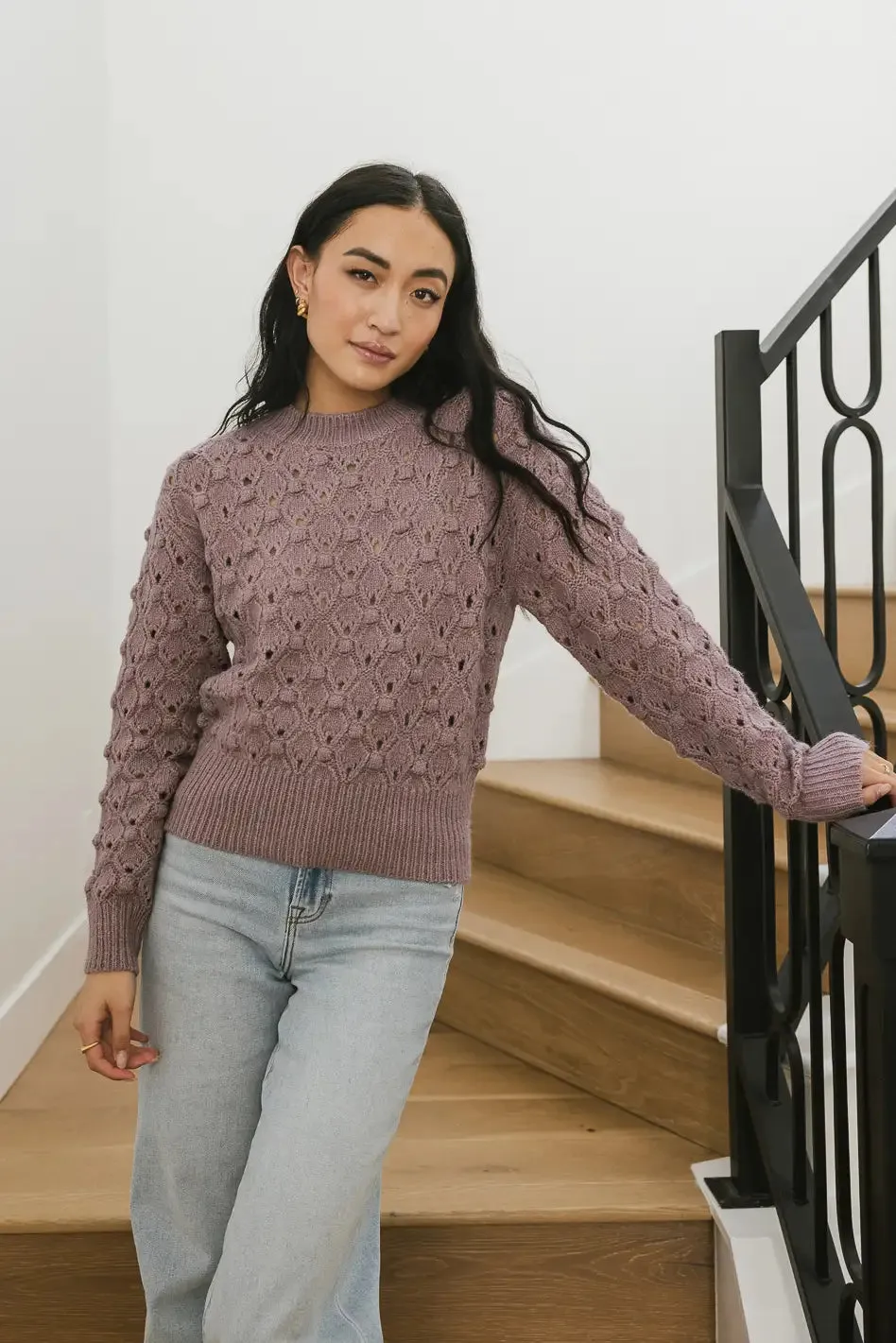 Tessa Pointelle Sweater in Lavender - FINAL SALE