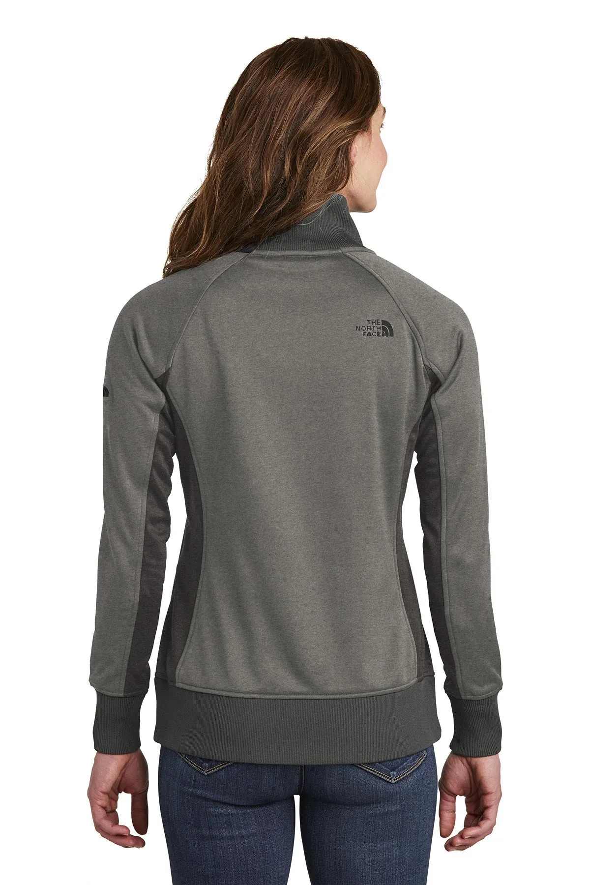 The North Face Ladies Tech FullZip Fleece Jacket TNF Medium Grey Heather/ Asphalt