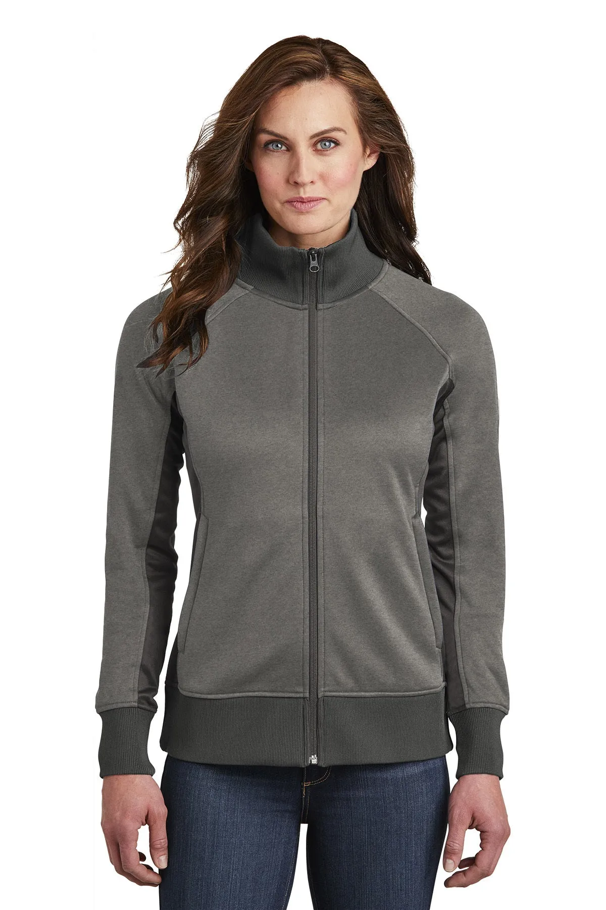 The North Face Ladies Tech FullZip Fleece Jacket TNF Medium Grey Heather/ Asphalt