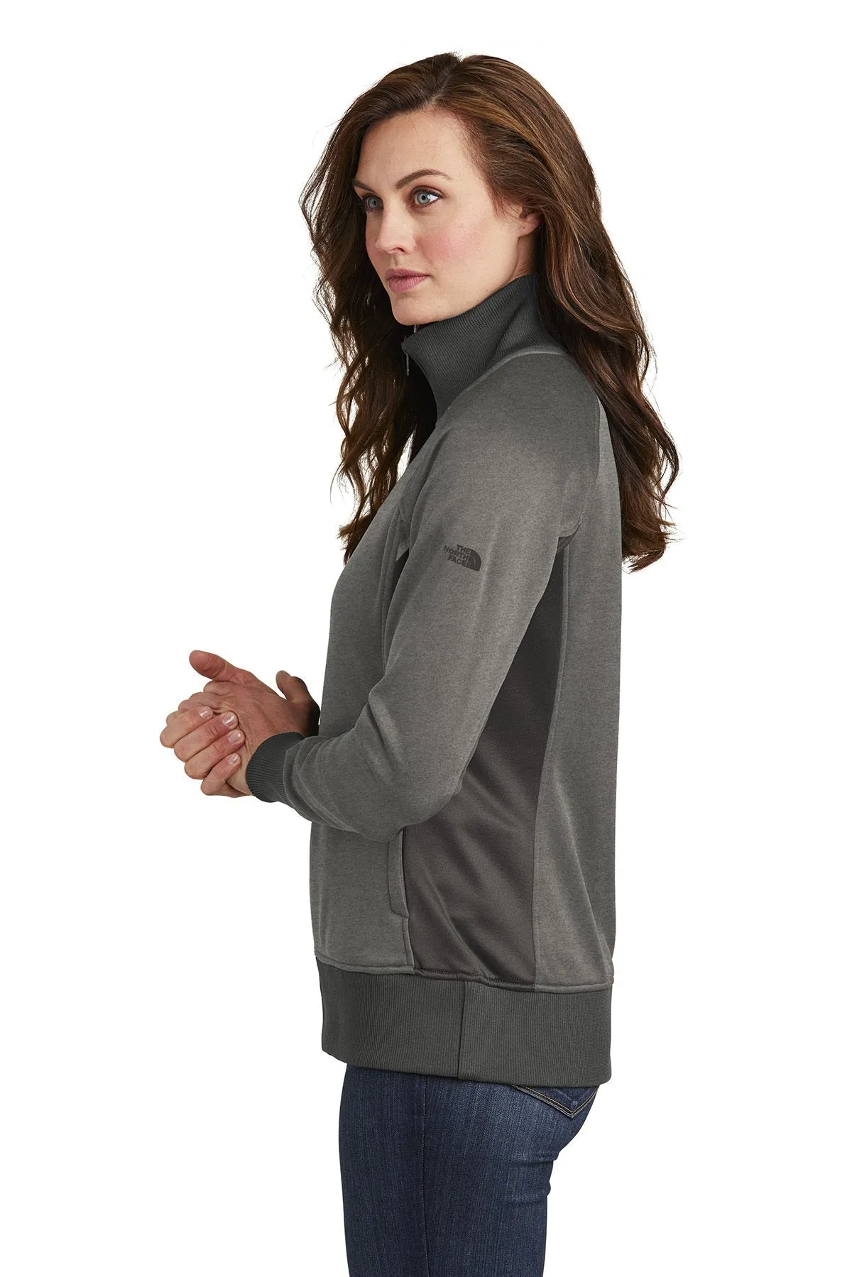 The North Face Ladies Tech FullZip Fleece Jacket TNF Medium Grey Heather/ Asphalt