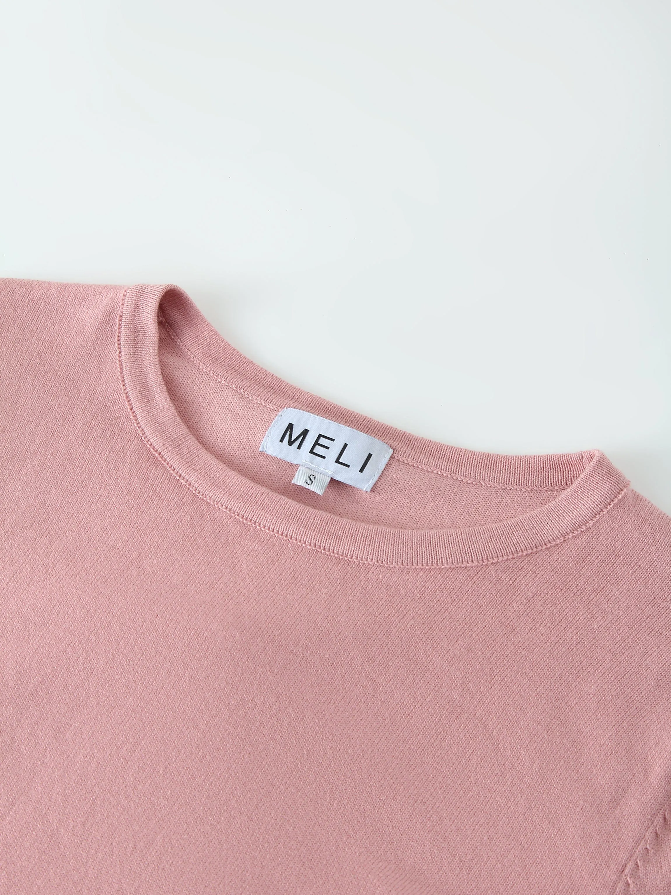 Thin Knit Crew Sweater-Pink