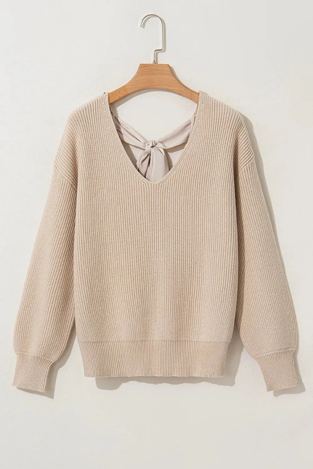 Tied V-Neck Long Sleeve Sweater | Winter Fashion | Cozy Weather Fashion