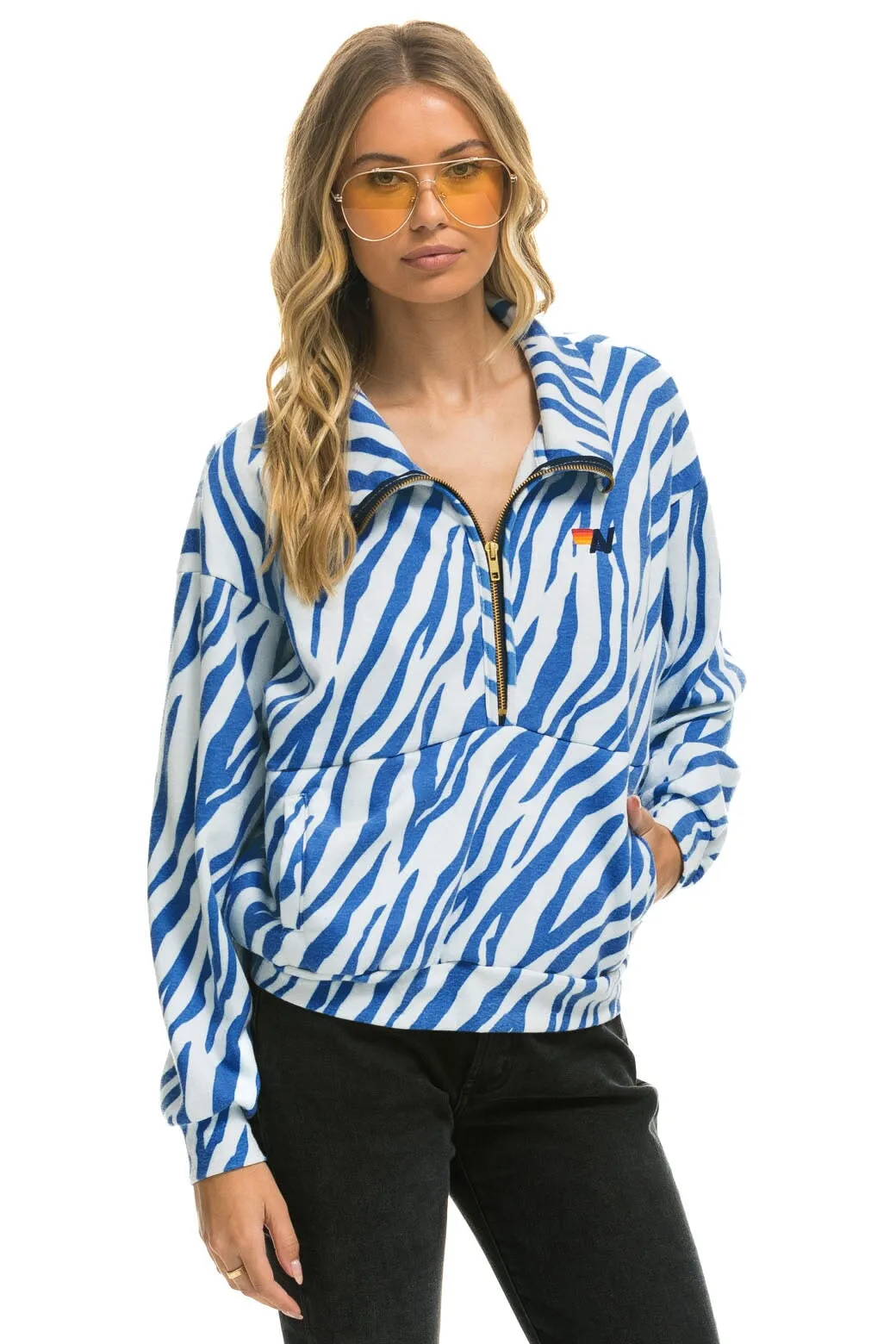 TIGER FLEECE UNISEX HALF ZIP JACKET	- BLUE TIGER