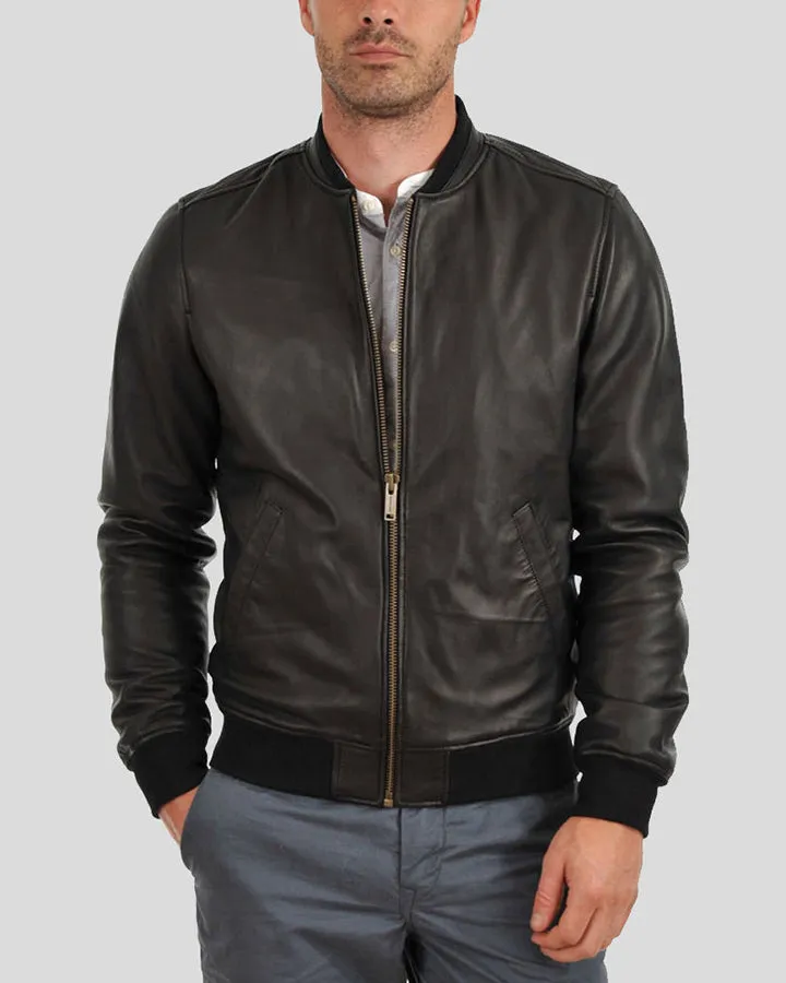 Tom Black Bomber Leather Jacket