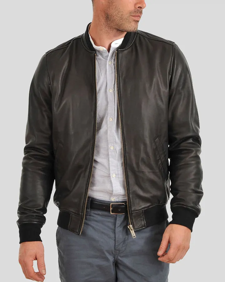 Tom Black Bomber Leather Jacket