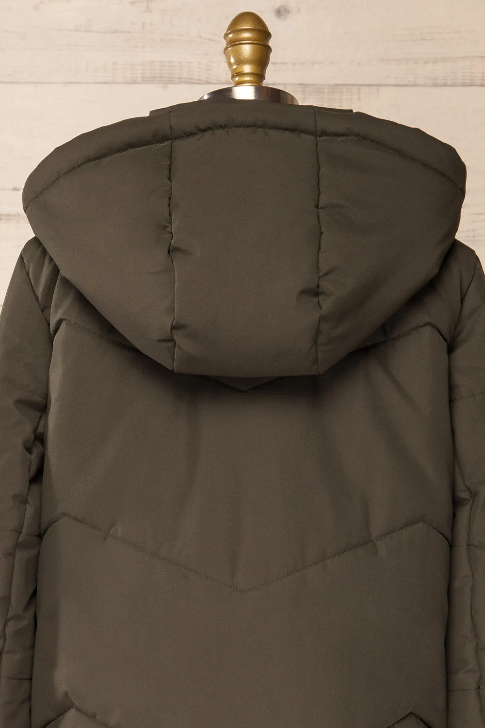 Tuvalu Khaki | Quilted Coat w/ Side Vents