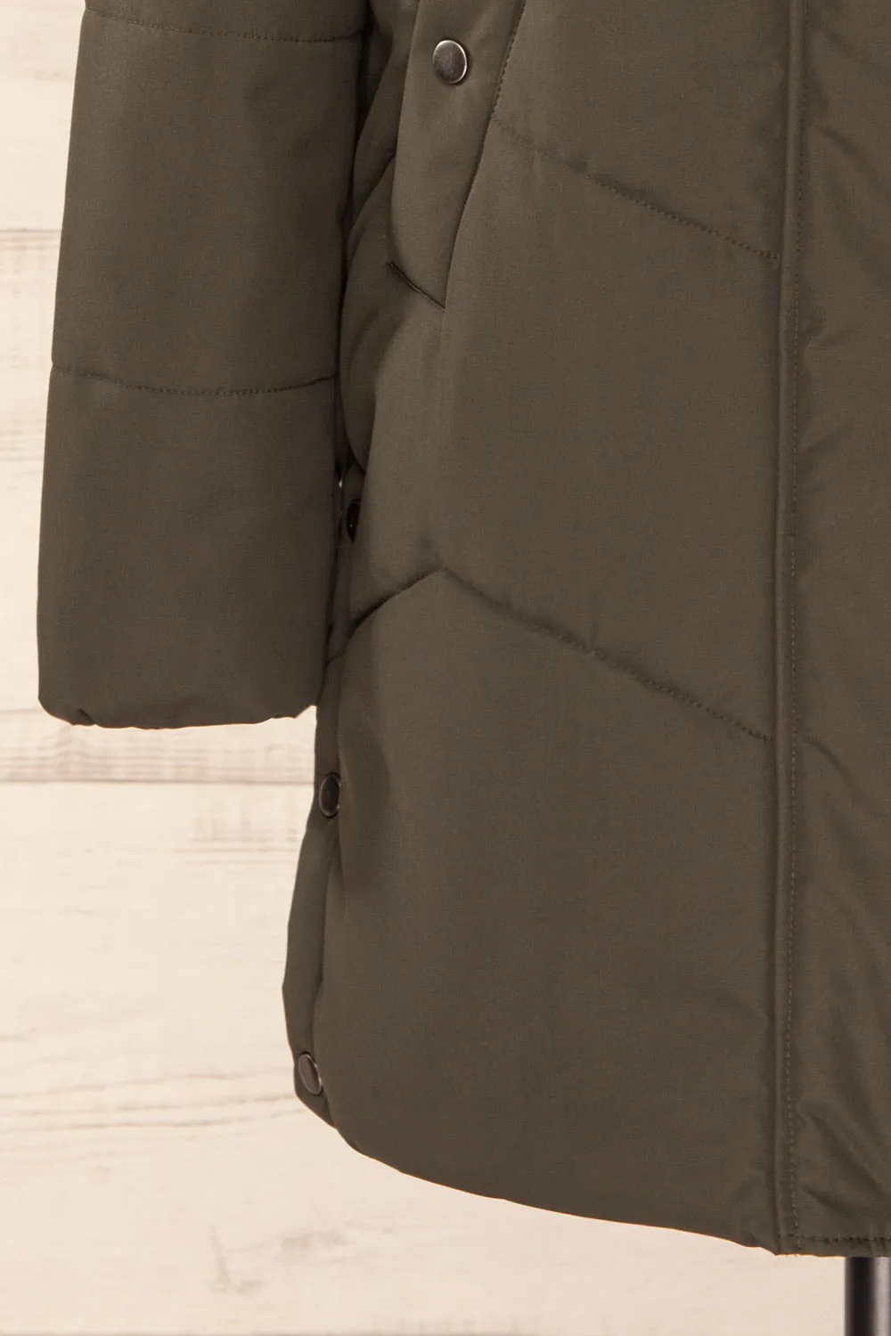 Tuvalu Khaki | Quilted Coat w/ Side Vents