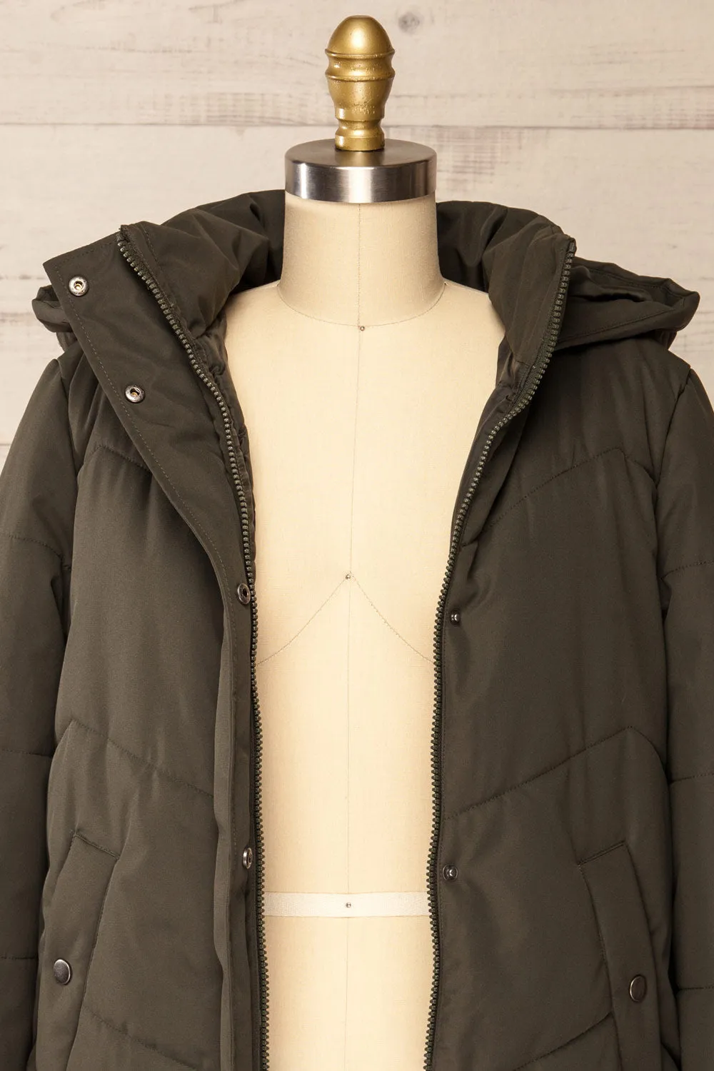 Tuvalu Khaki | Quilted Coat w/ Side Vents