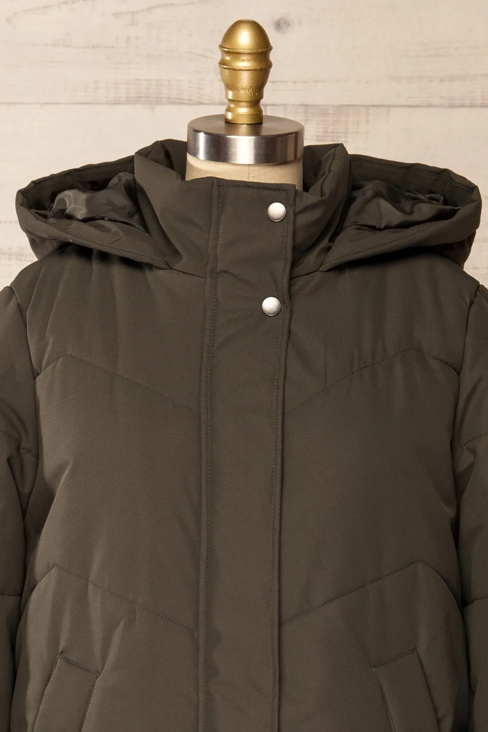 Tuvalu Khaki | Quilted Coat w/ Side Vents