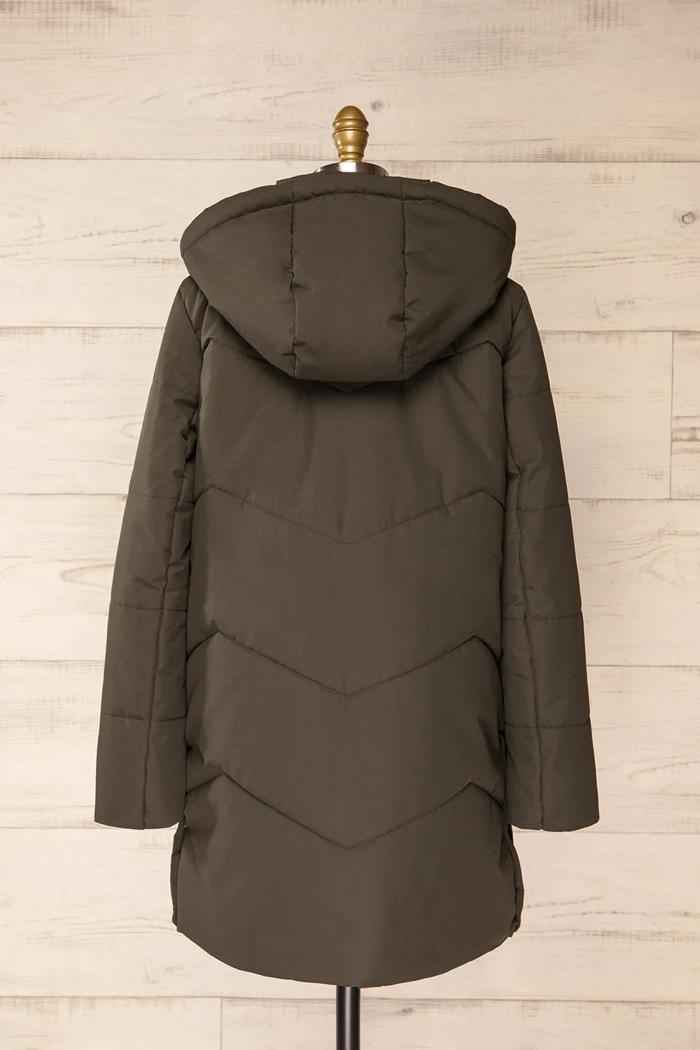 Tuvalu Khaki | Quilted Coat w/ Side Vents