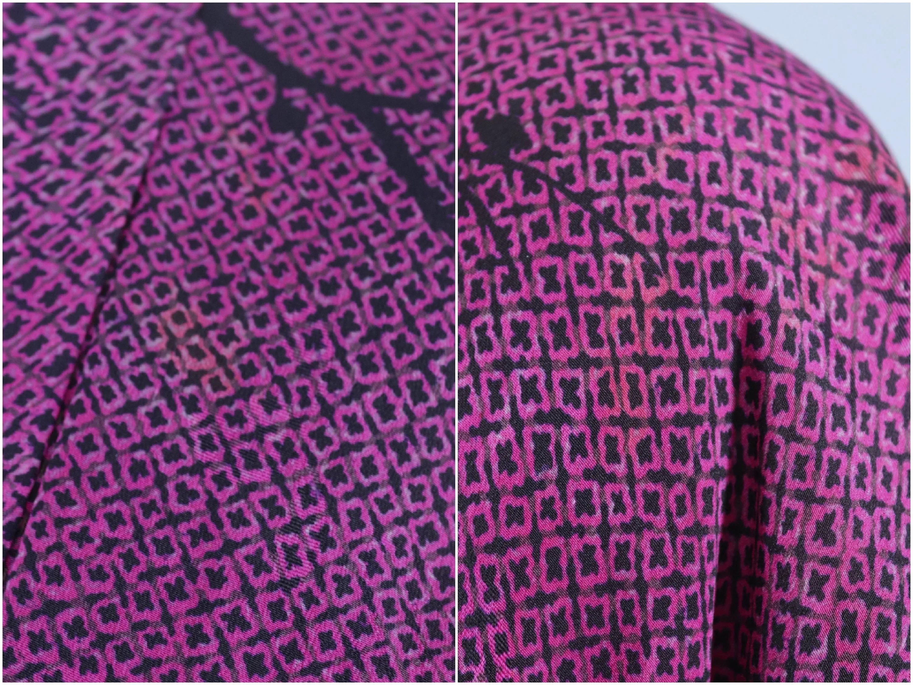 Vintage 1930s Silk Haori Kimono Jacket Cardigan / Purple & Black Shibori Cherry Blossom Print