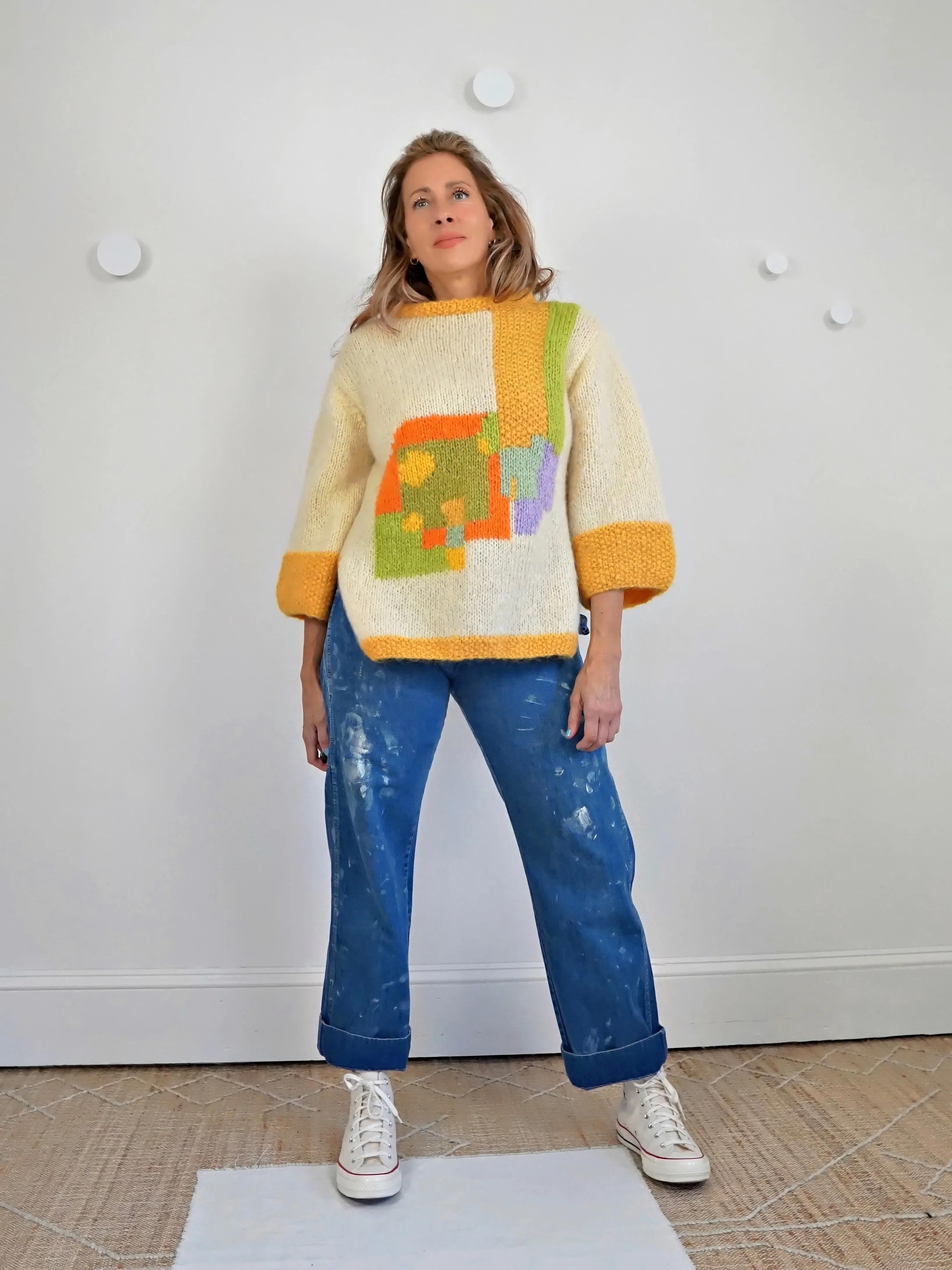 Vintage 60's Art To Wear Wool Sweater