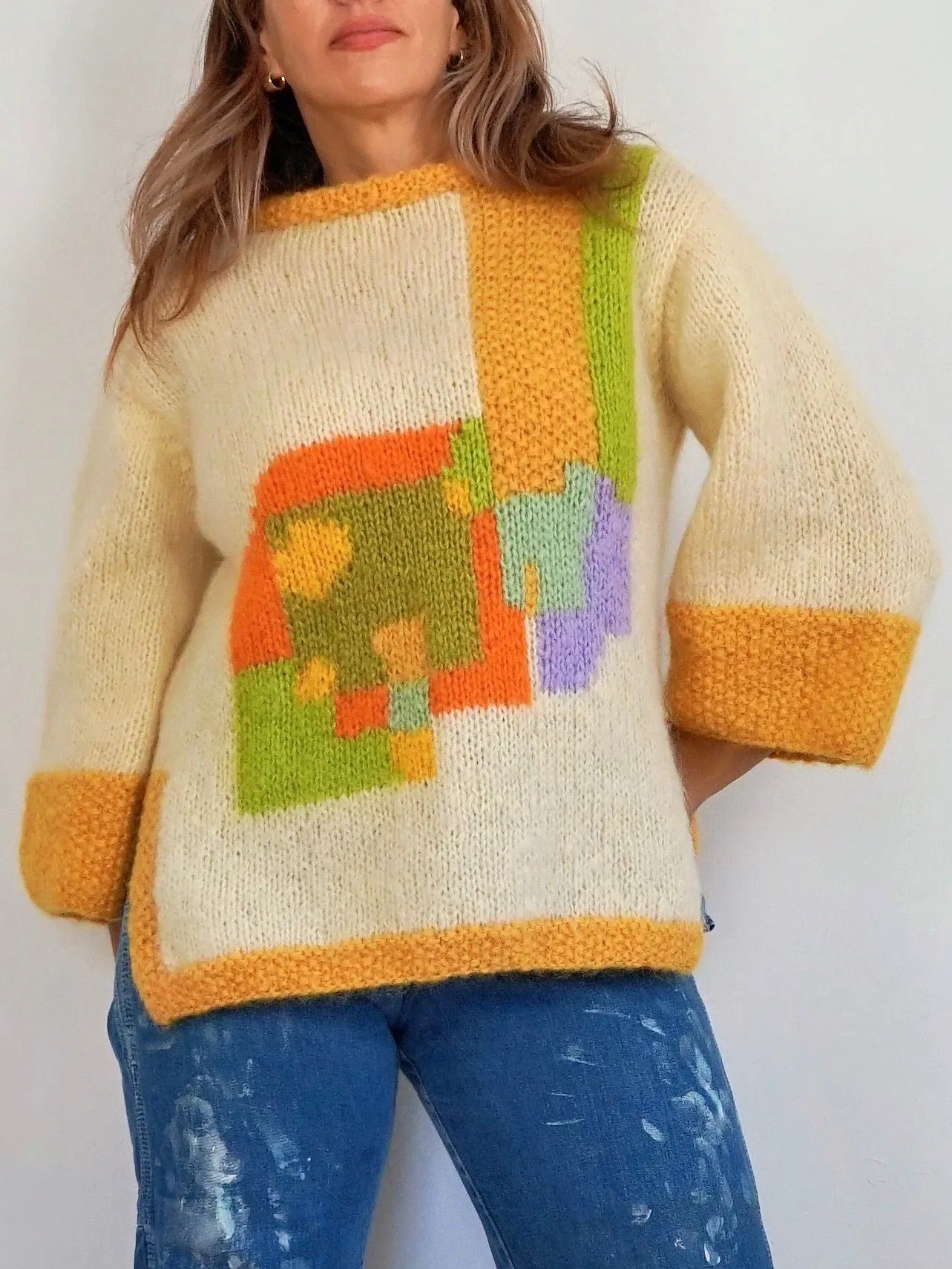 Vintage 60's Art To Wear Wool Sweater