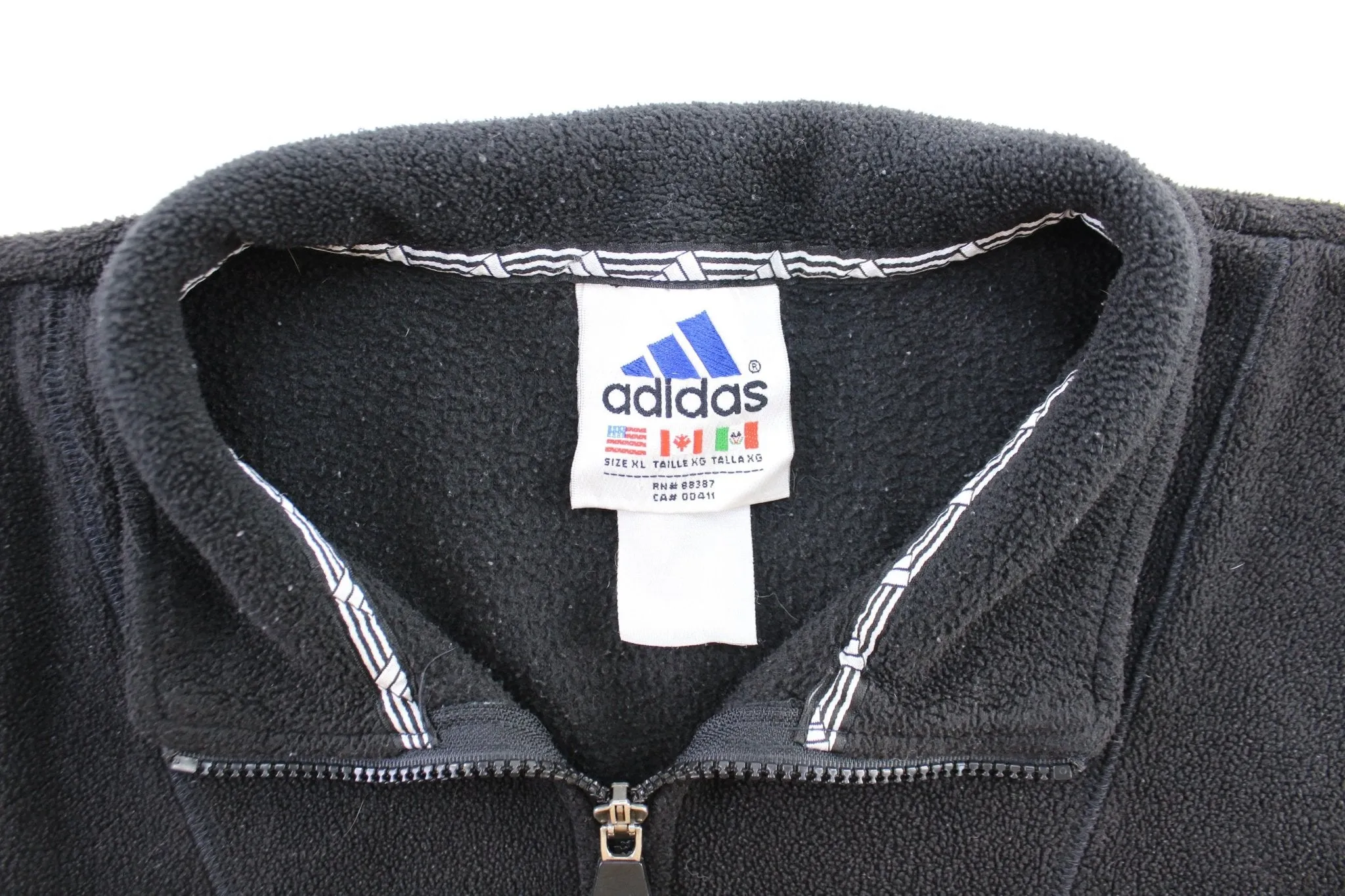 Vintage Adidas Embroidered Logo Black Fleece Zip Up Jacket