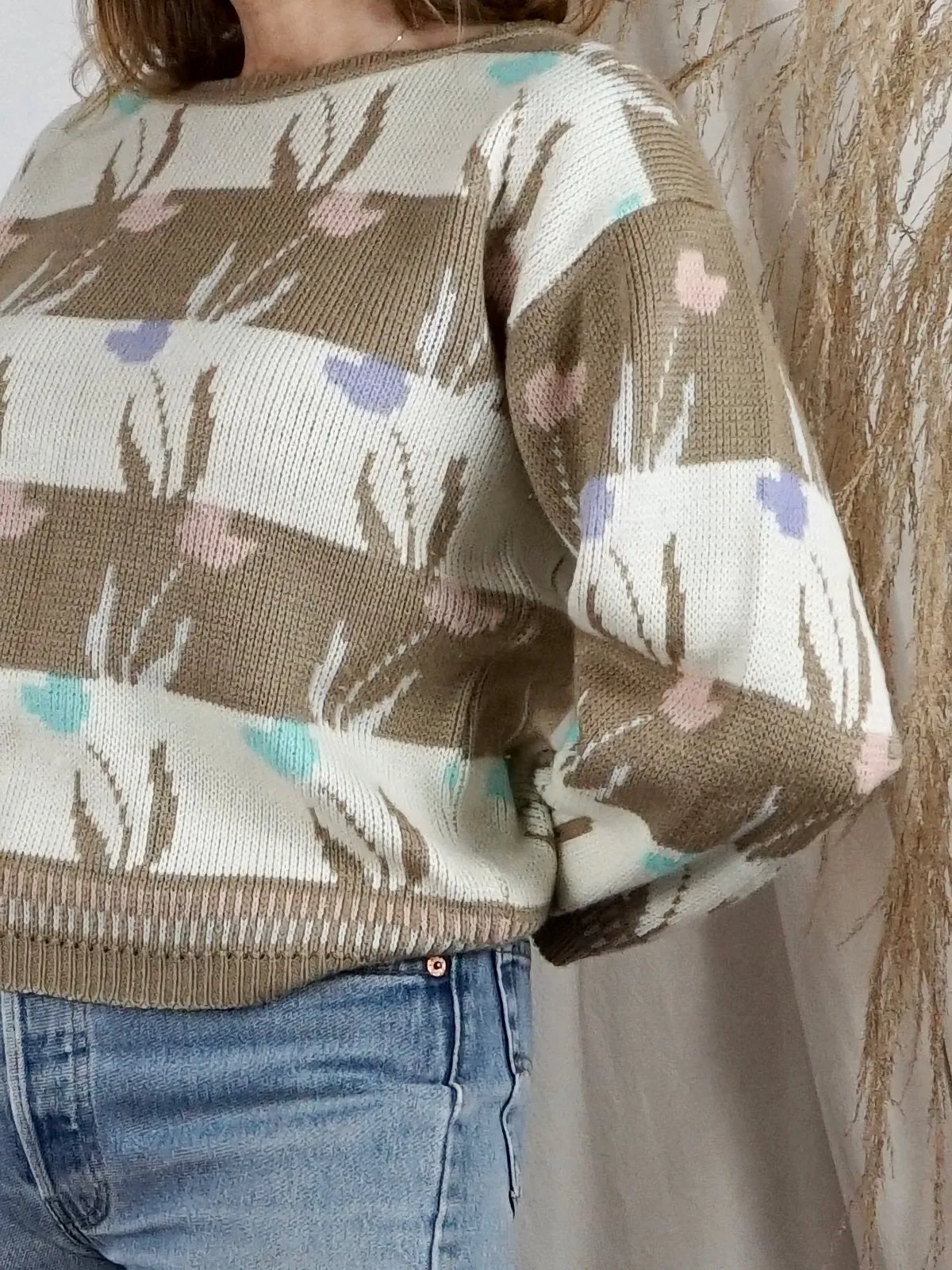 Vintage Floral Tulip Pastel Sweater