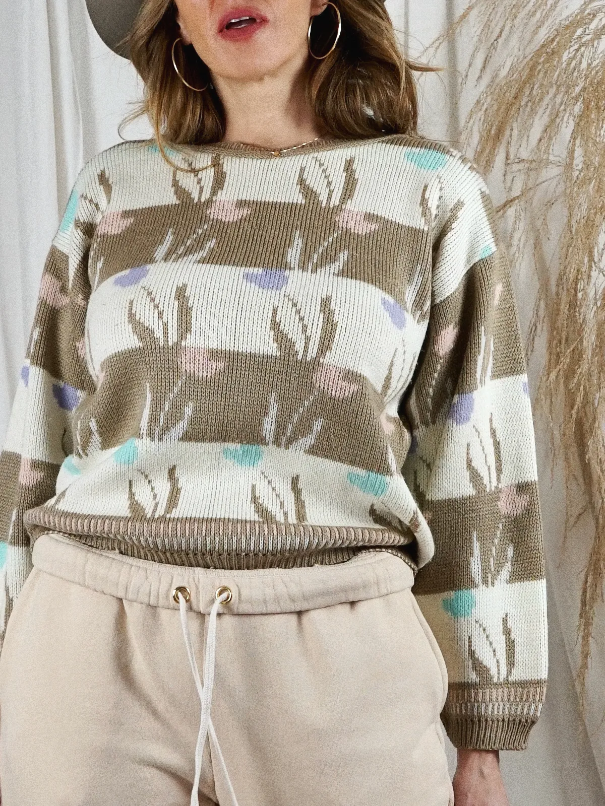 Vintage Floral Tulip Pastel Sweater