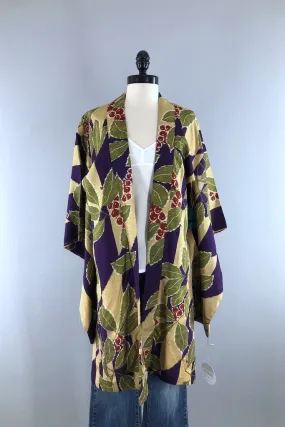 Vintage Purple Berries Kimono Cardigan