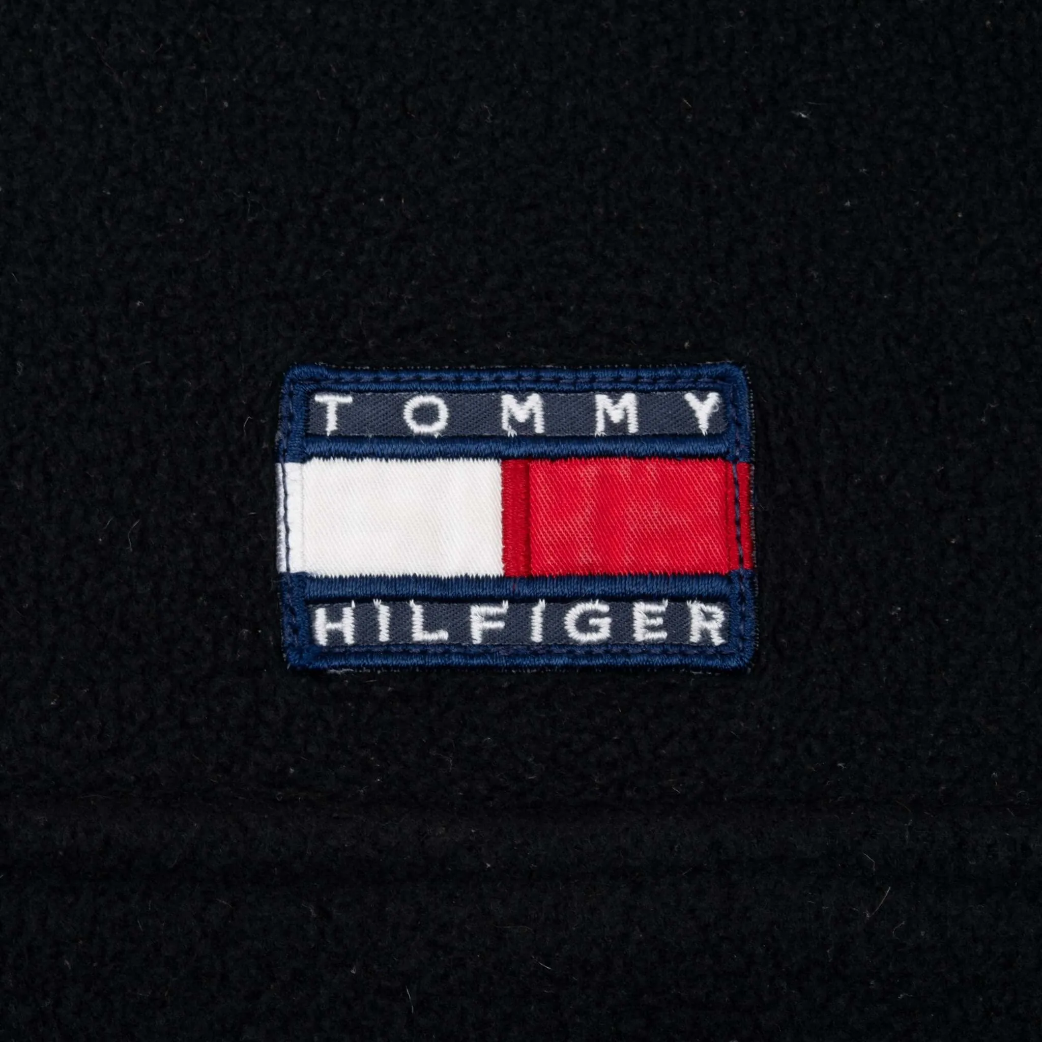 VINTAGE TOMMY HILFIGER BLACK QUARTER ZIP FLEECE JACKET 1990S XL