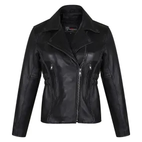 VL615 Vance Leather Ladies Premium Cowhide Braid and Stud Motorcycle Leather Jacket