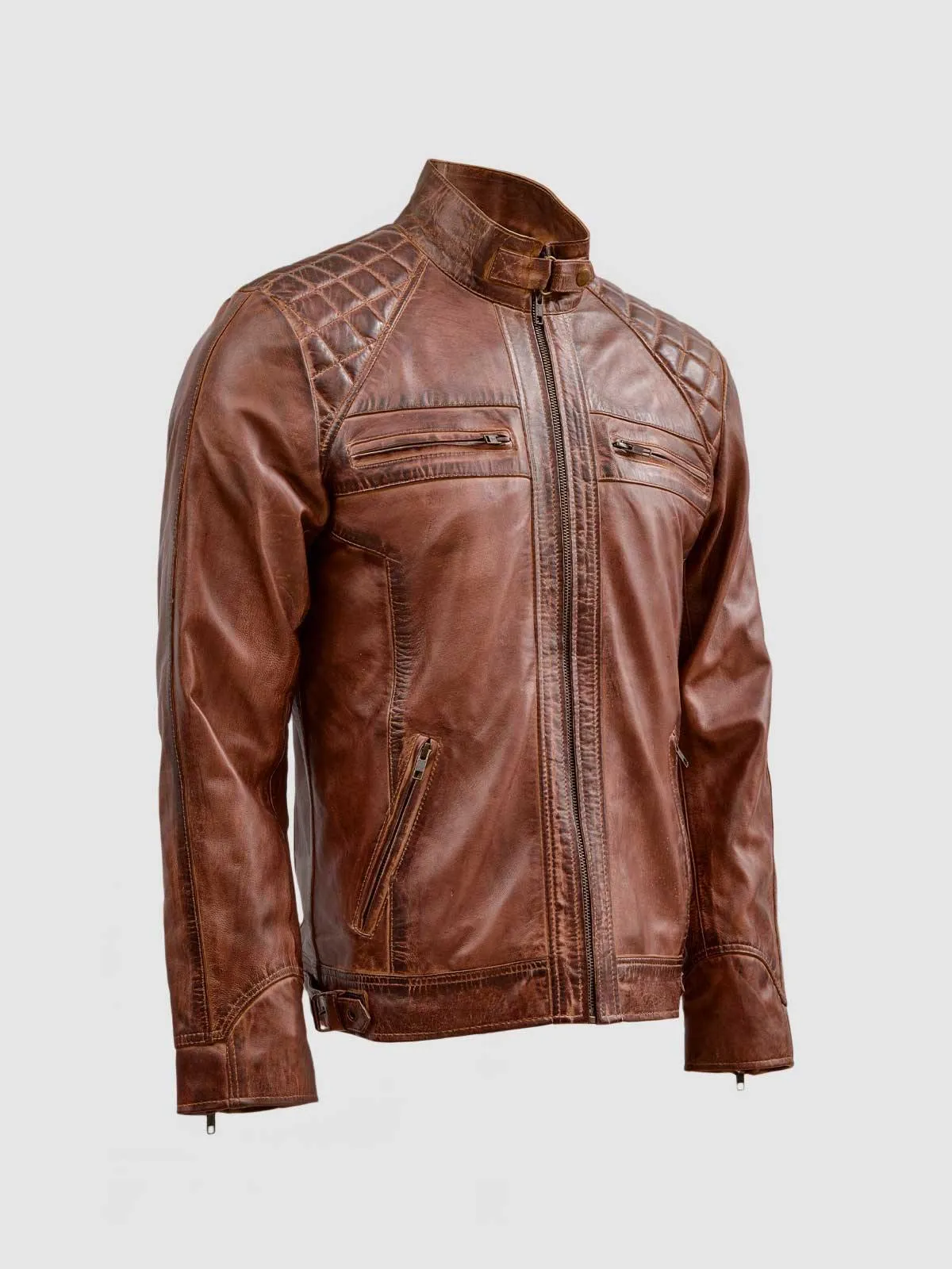 Waxed Leather Biker Jacket