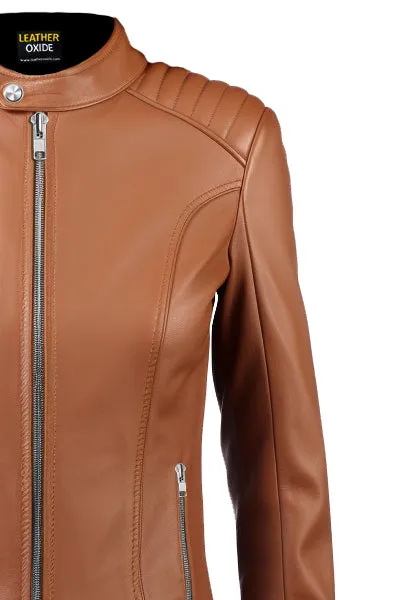 Women Leather Jacket - Brown Jacket for Women