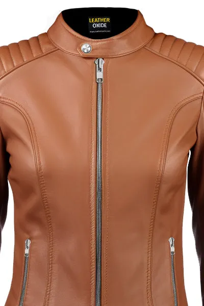 Women Leather Jacket - Brown Jacket for Women