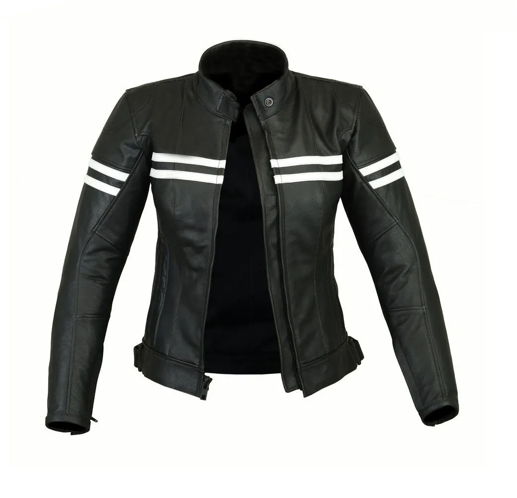 Women Motorcycle Leather Jacket Motorbike Racing Jackets Cruiser Armored Jacket