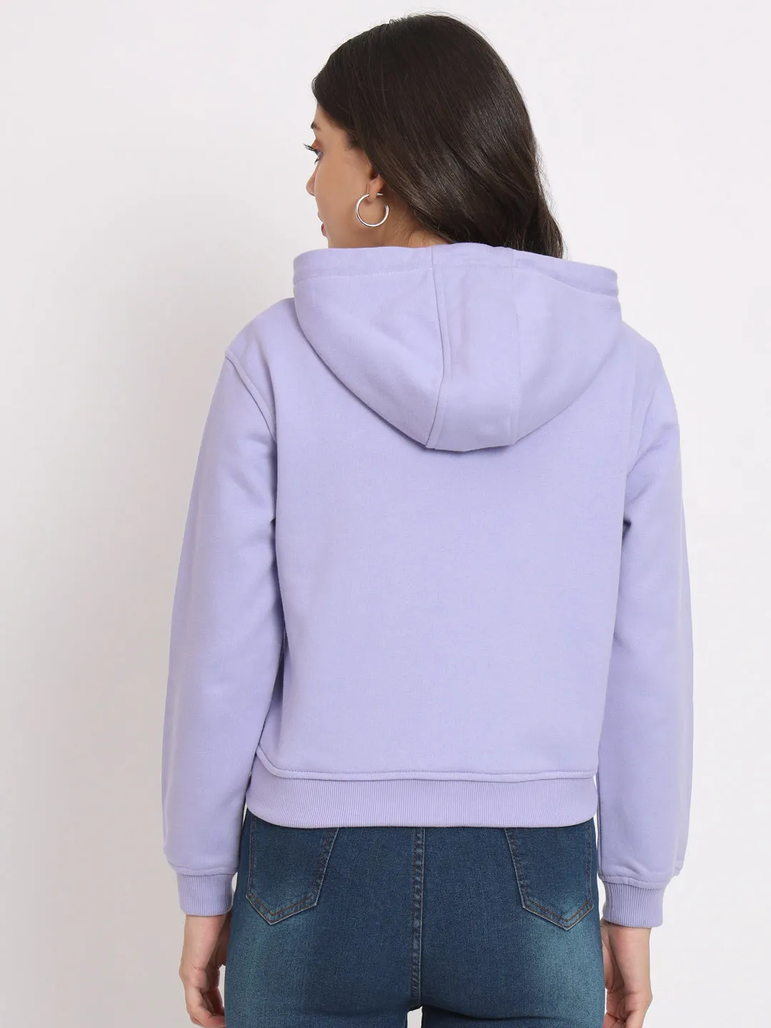 Women's Hooded Long Sleeves Cotton Lavender Jacket