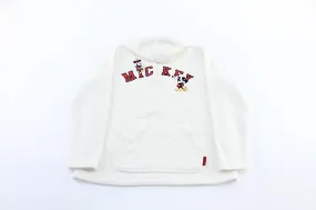 Women's Mickey Mouse Embroidered White Fleece Pullover Jacket