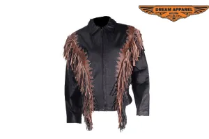 Womens Motorcycle Jacket With Studs & Fringes