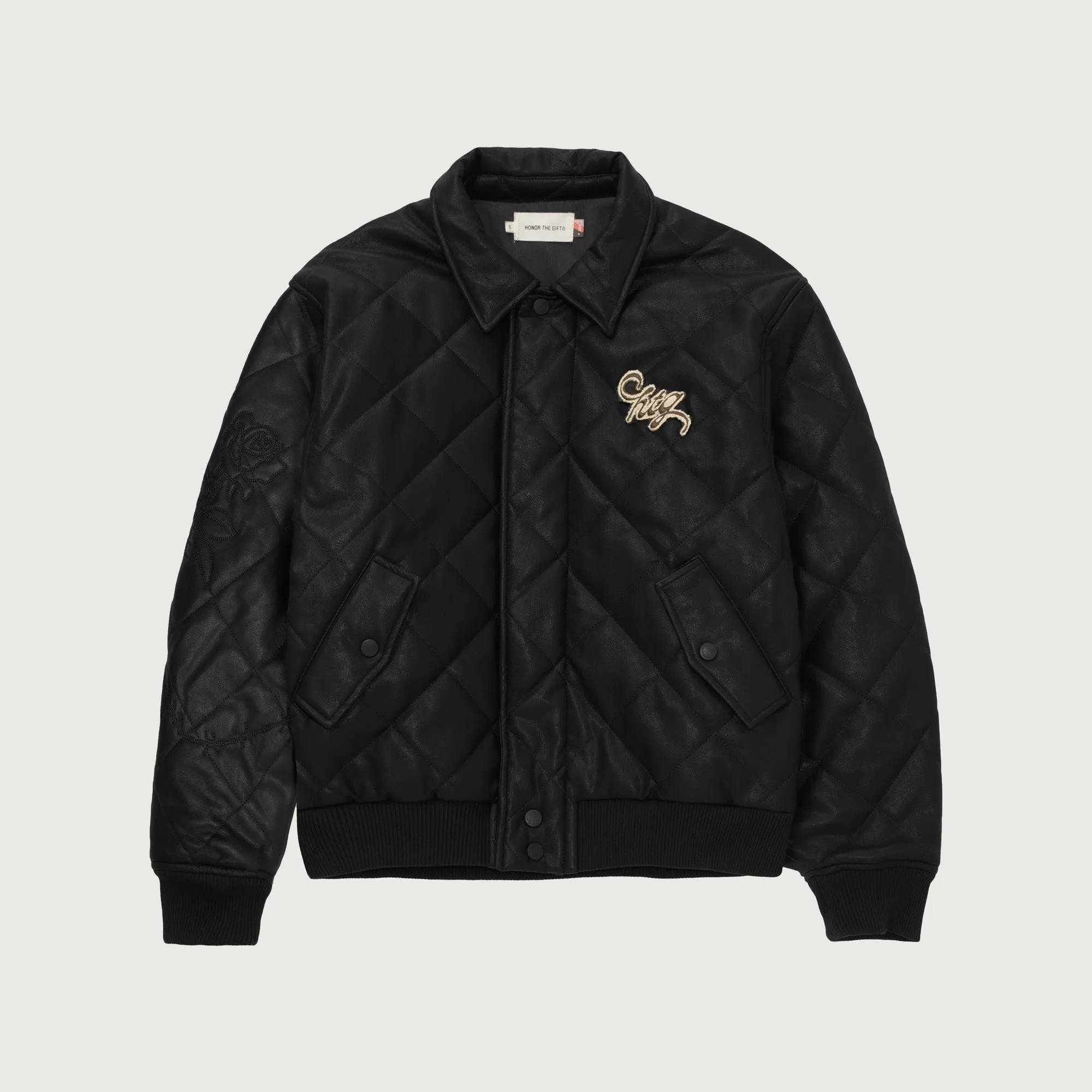 Womens Quilted Bomber - Black