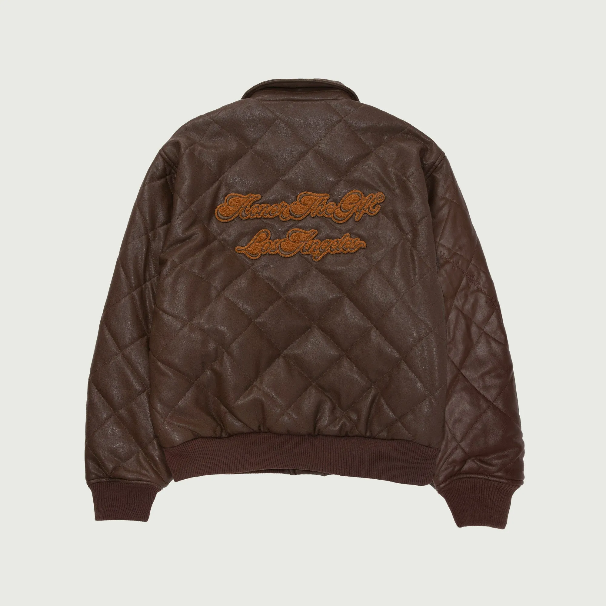 Womens Quilted Bomber - Brown