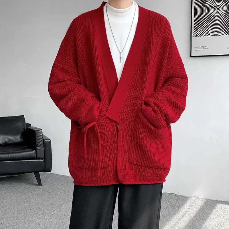 Wool Knitted V-neck Men's Cardigan