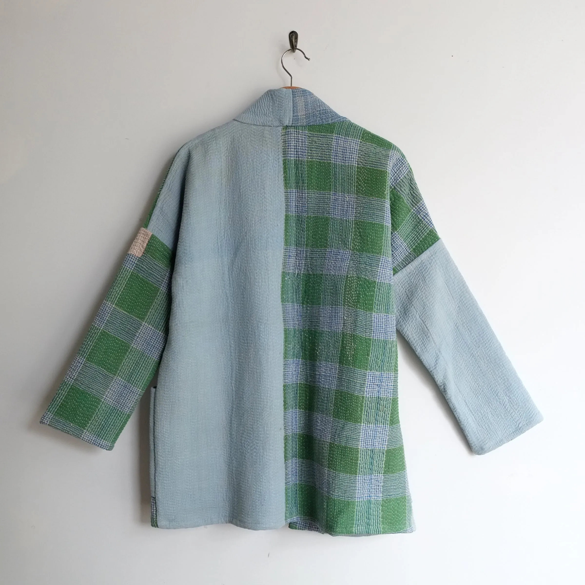 XXS Green and Light Blue Plaid Anoushka Jacket LL156