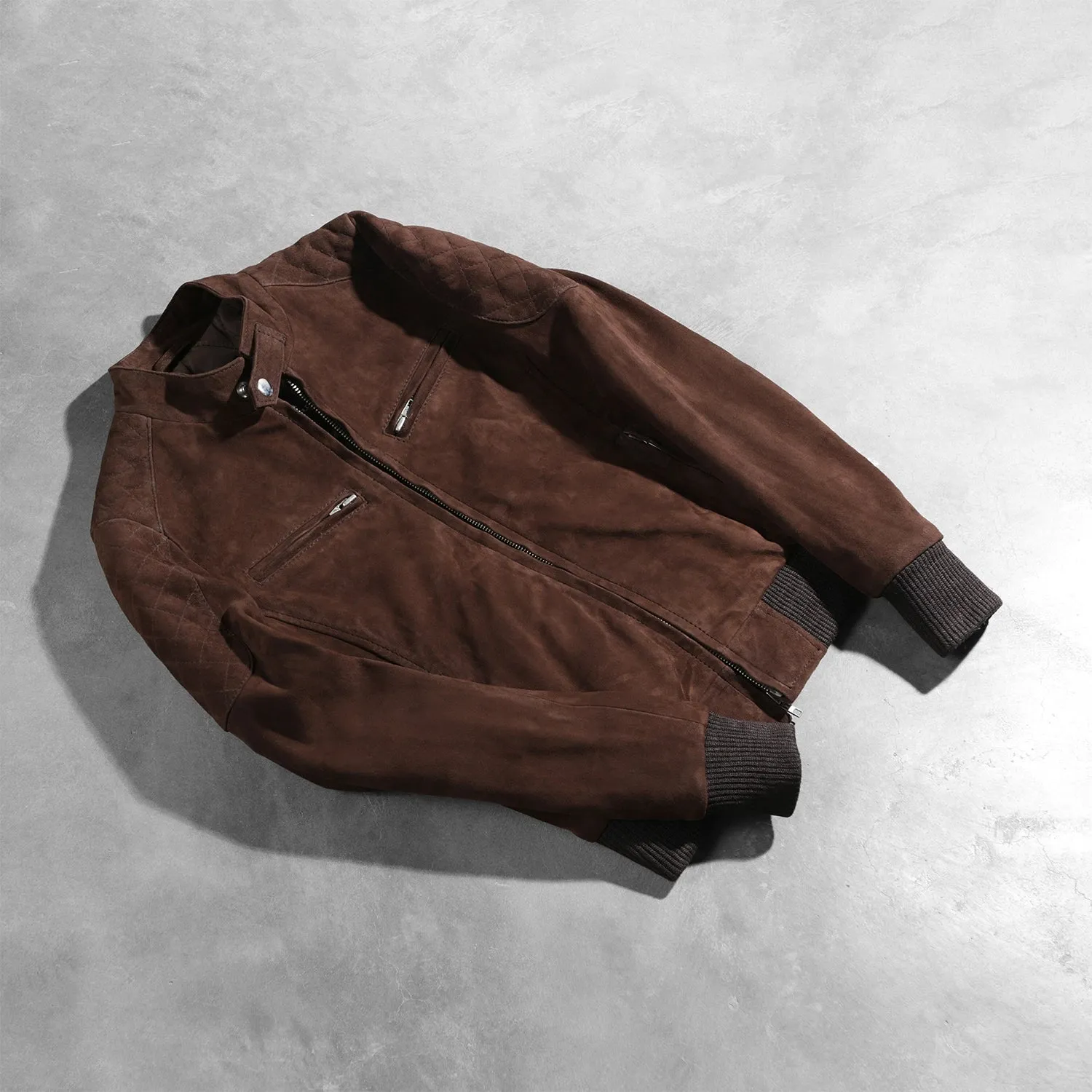 Zenna Mocha Suede Bomber Jacket