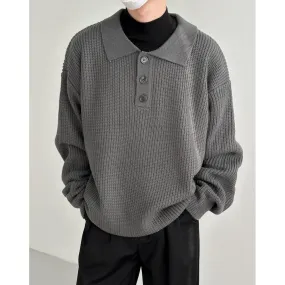 Zhou Buttoned Long Sleeve Knitted Polo