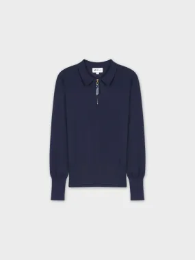 ZIPPER COLLAR SWEATER-NAVY