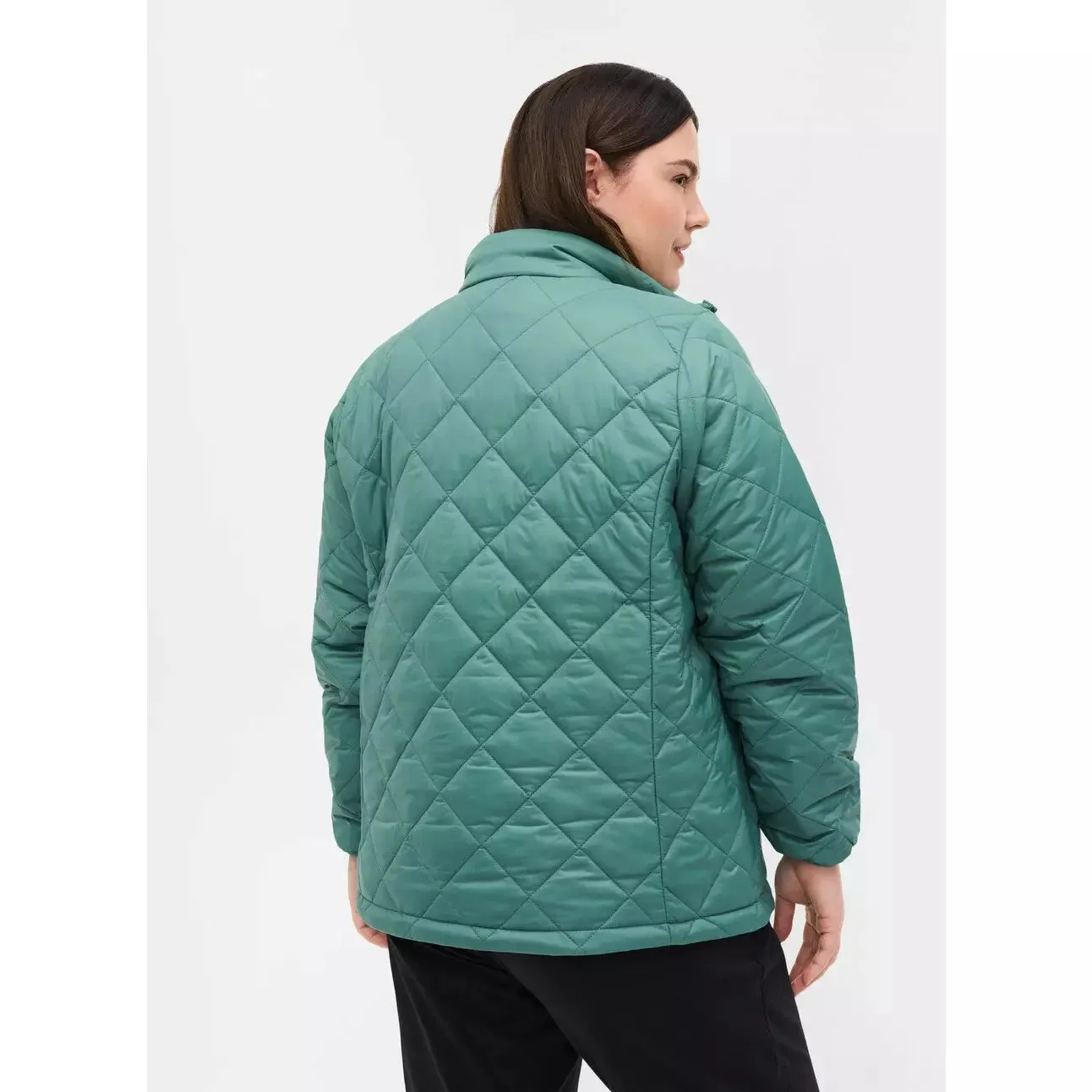 Zizzi Quilted Lightweight Jacket in Green